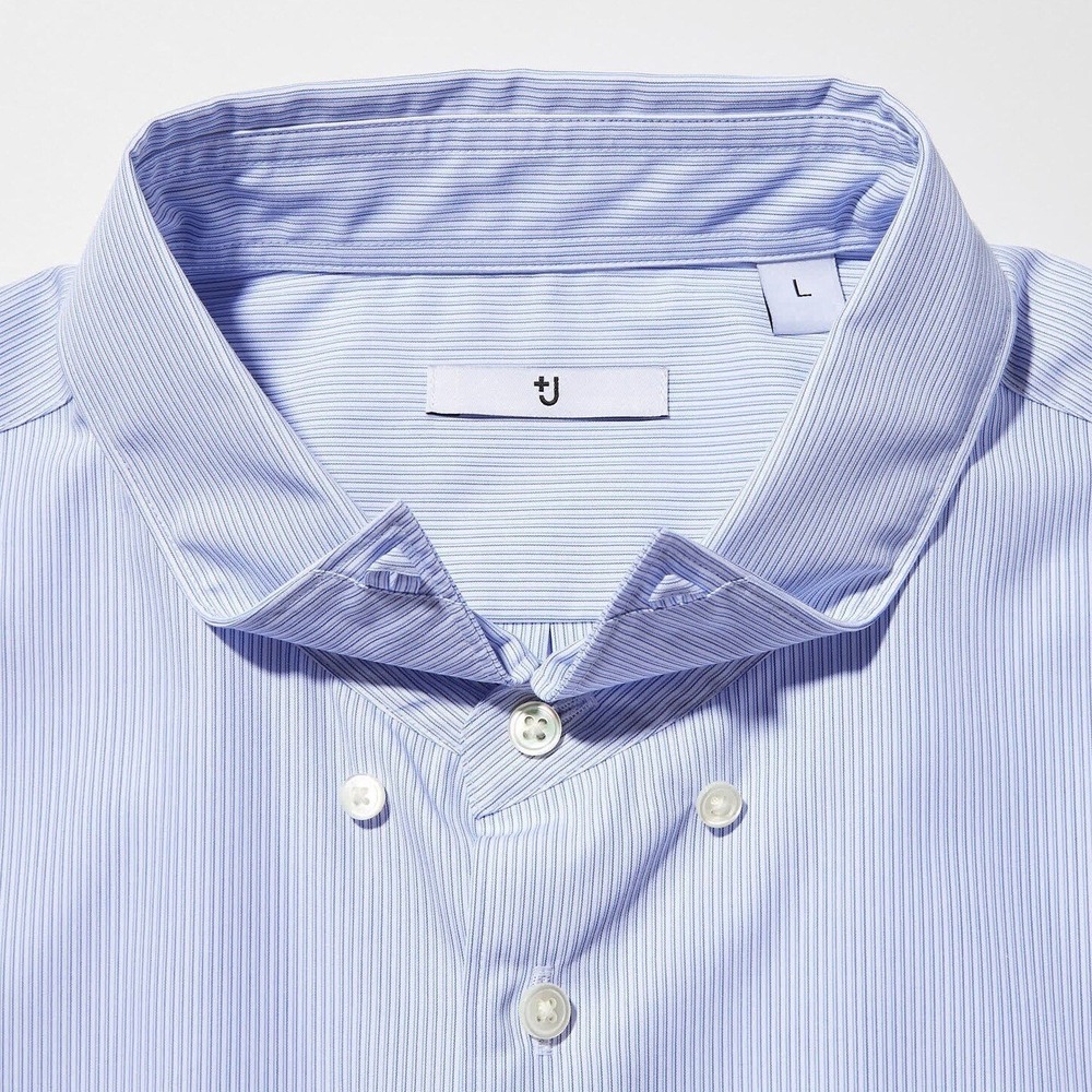 Jil Sander +J Supima Cotton Button Up Long-Sleeve Shirt Men XS Microstripe Blue - Picture 6 of 15